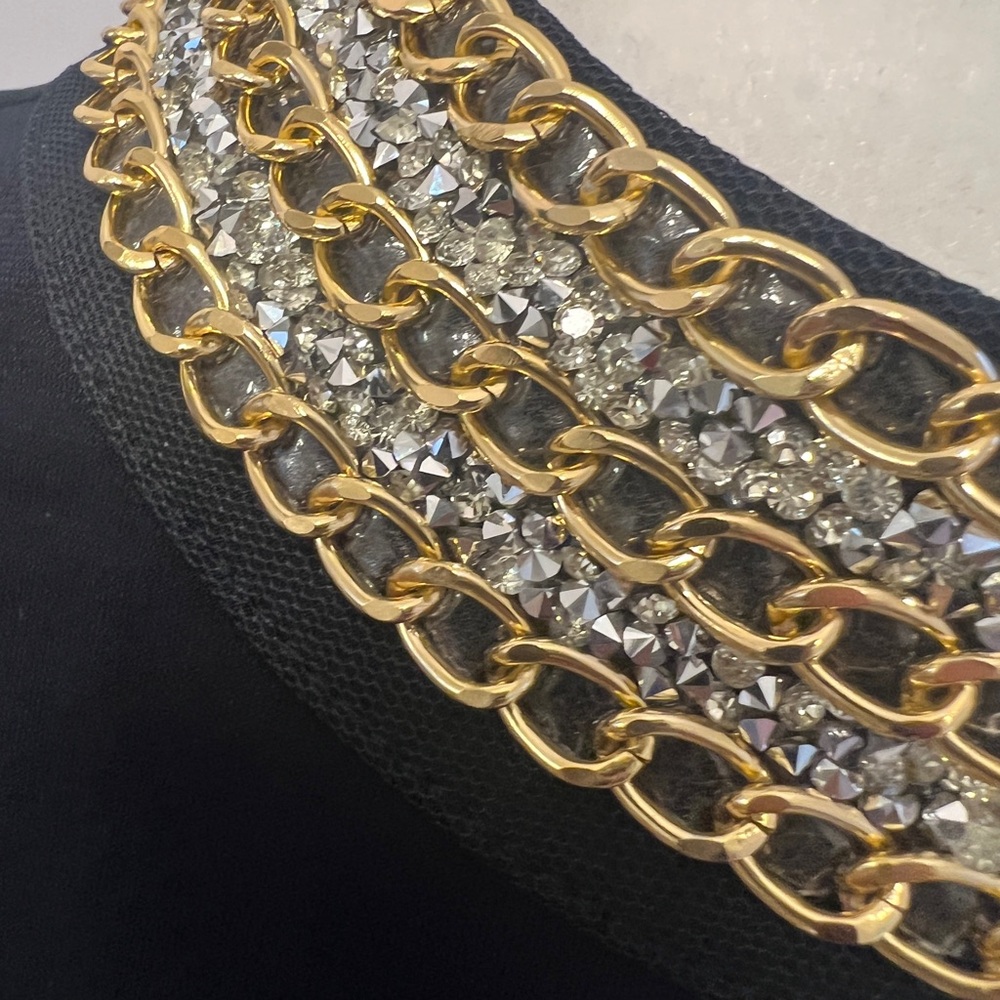 Moa Moa Dark Navy blouse with Gold and Silver Accents